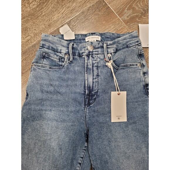 Good American Women's Good Waist Crop Jeans size 2 Distressed #P2 - Picture 2 of 5